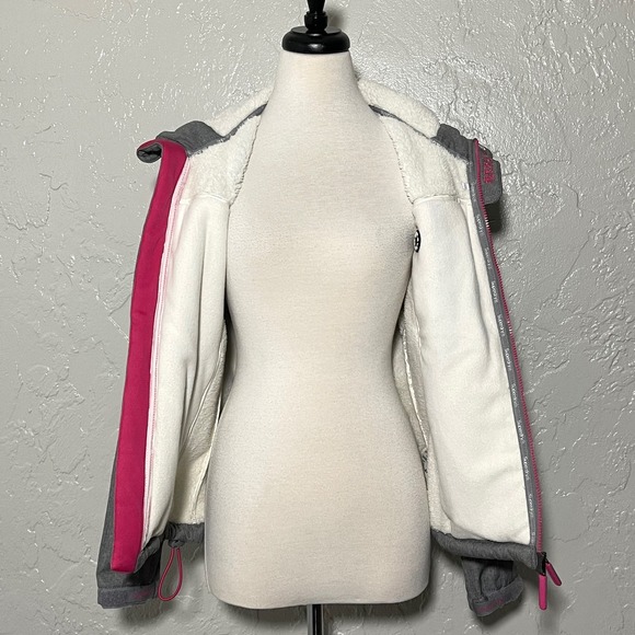 Superdry S Hooded Winter Windtreker Gray Pink Jacket - Picture 3 of 13